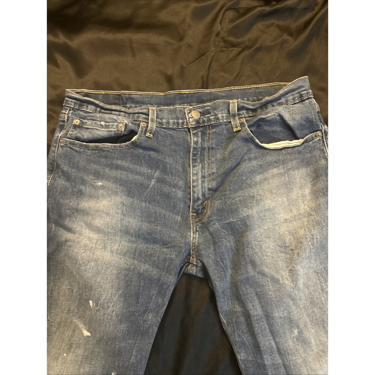 Levi's 502 Blue Denim Jeans Paint Workwear Mens 36x32 1C01