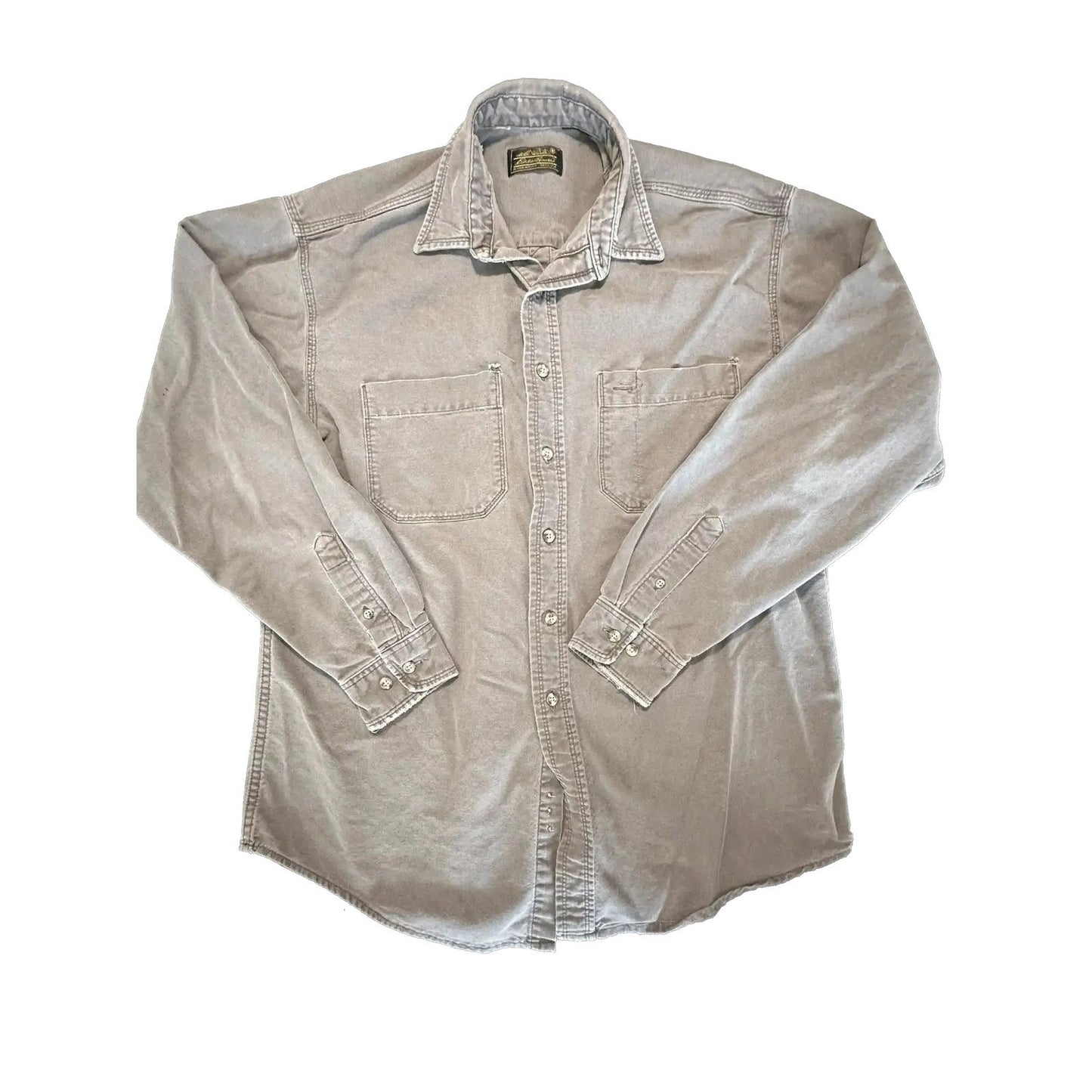 Eddie Bauer Mens Vintage Distressed Work Shirt Long Sleeve Button Up Dusty Purpl