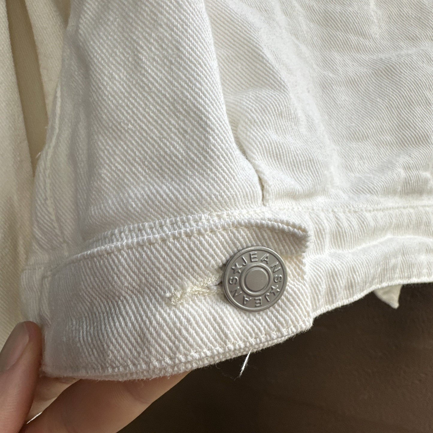 Blue B White Denim Fringe Button Jacket Rhinestone Tassel Cowgirl Cropped Size M