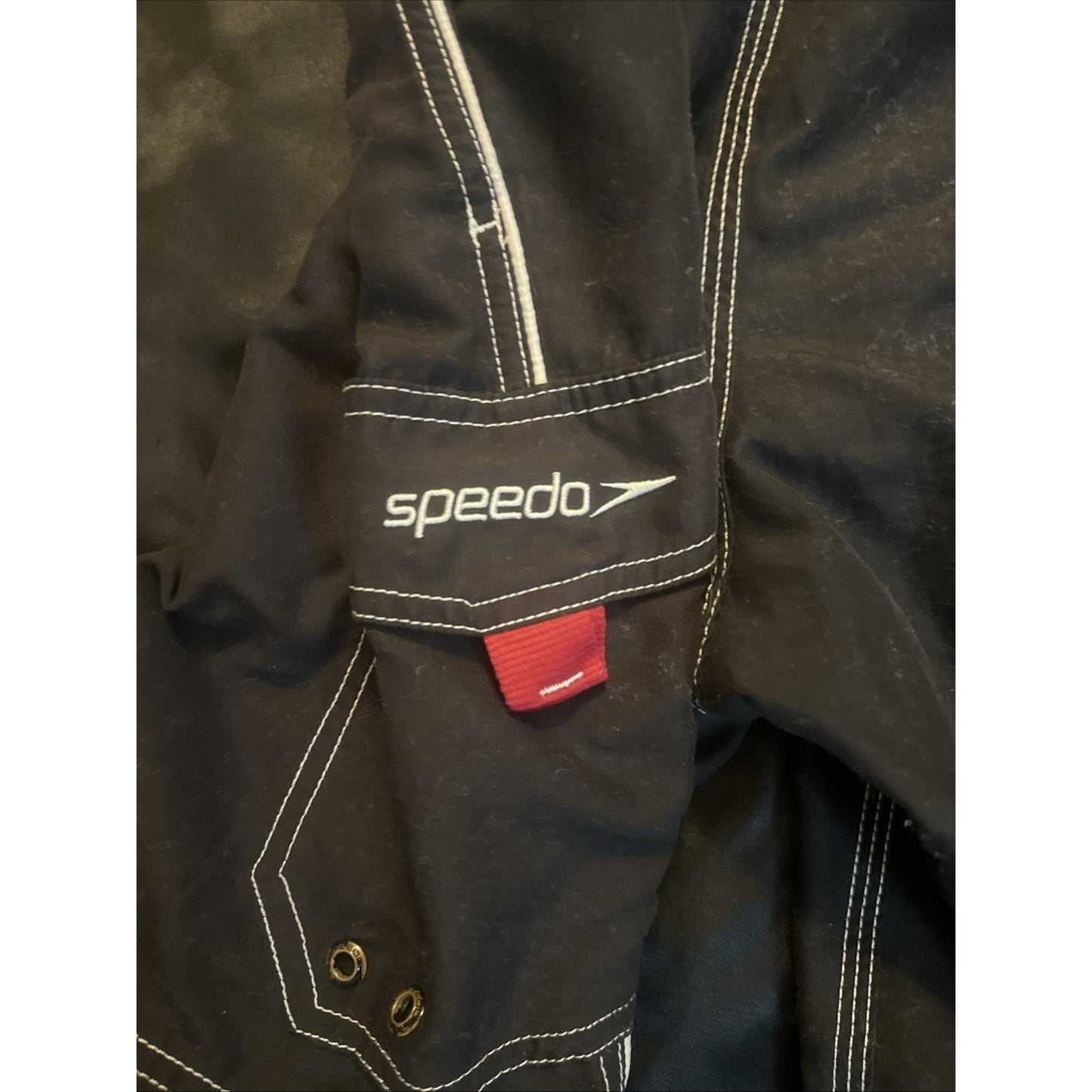 Speedo Black Board Shorts Mesh Lined Mens L Swim Trunks Swimwear 1C06