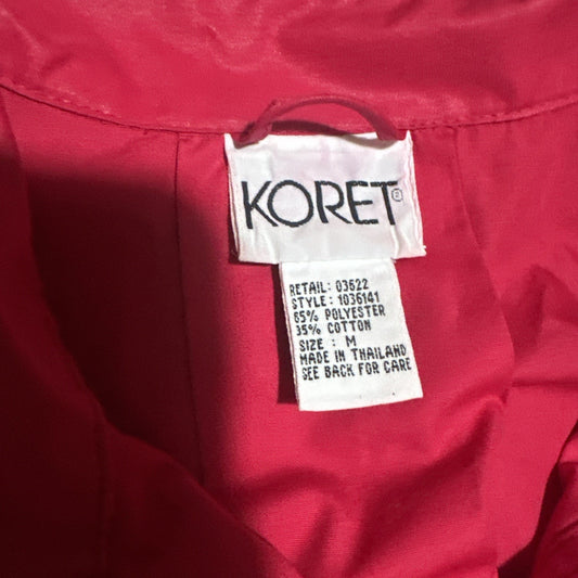 Koret Women’s M Button Bomber Jacket Hot Pink Polyester/Cotton Thailand Vtg