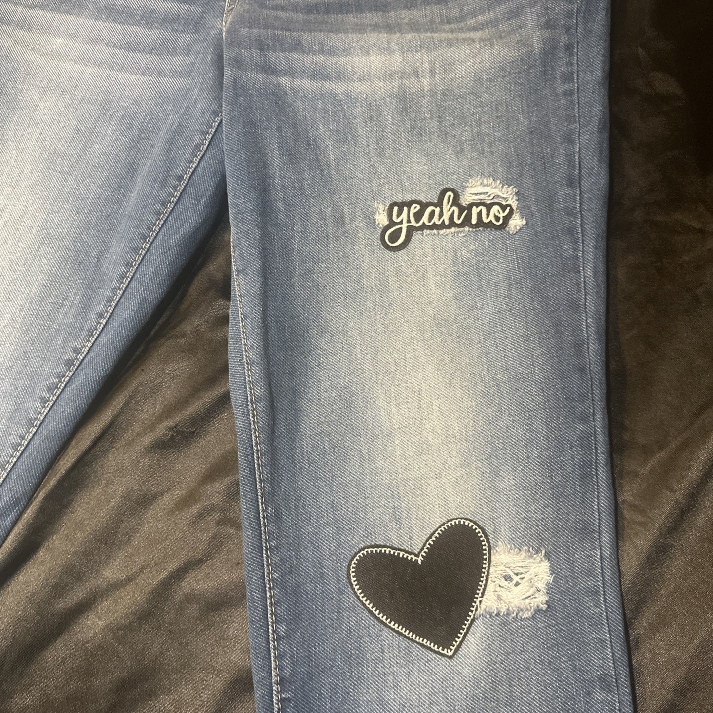 D.Jeans Women’s Blue Jeans Size 12 Yeah No Heart Patch 32x28 Cotton Blend China