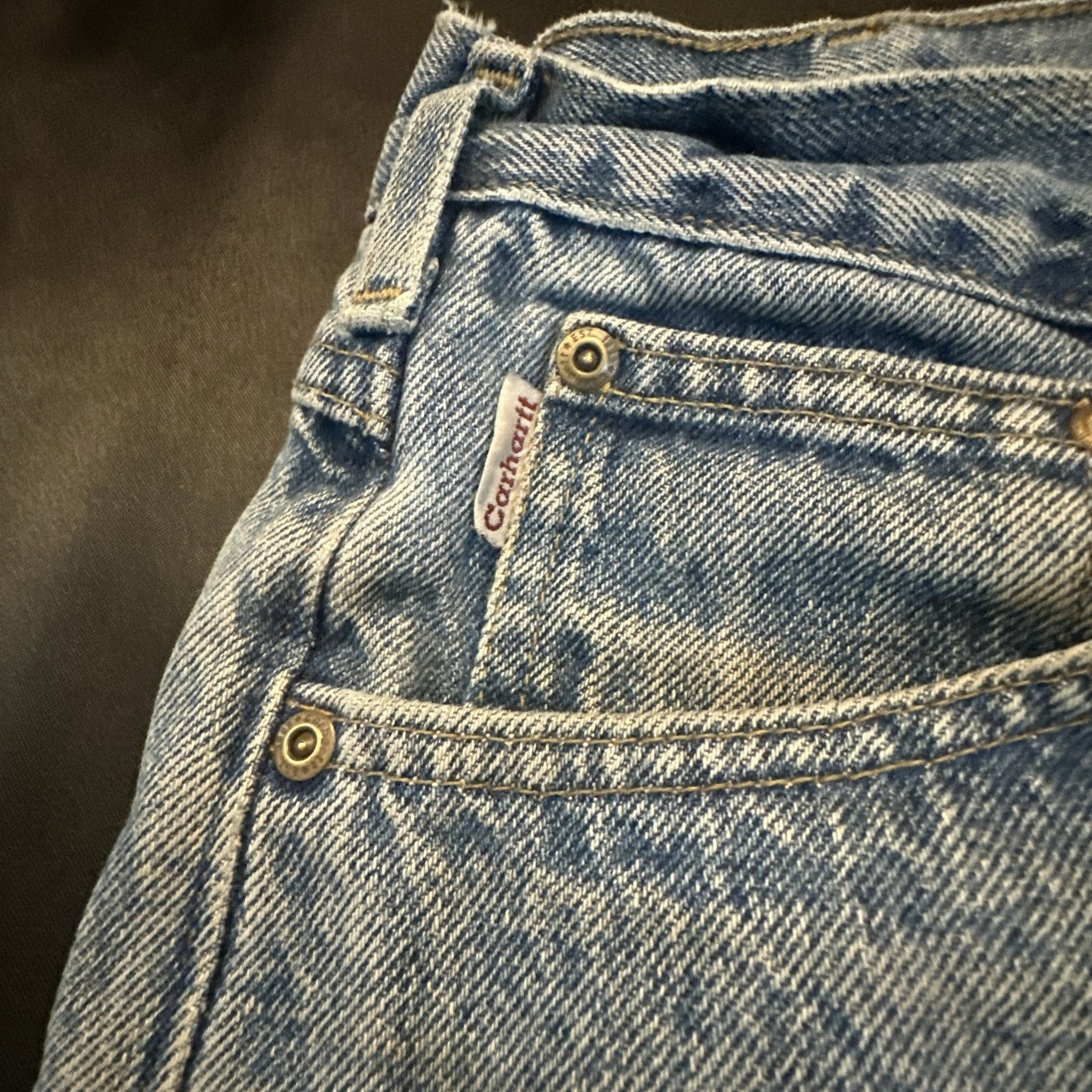 Vtg Carhartt Blue Denim Jeans Mens 34x32 B17-STW Relaxed Jeans Stonewash 1B11