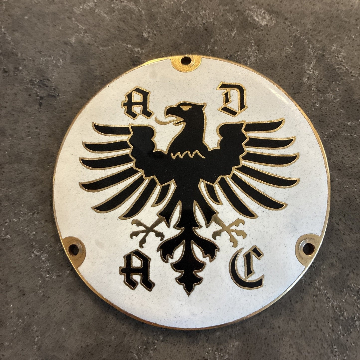 ADAC EAGLE GERMAN BADGE CAR GRILL EF WEIDMANN FRANKFURT EMBLEM METAL ENAMEL B1