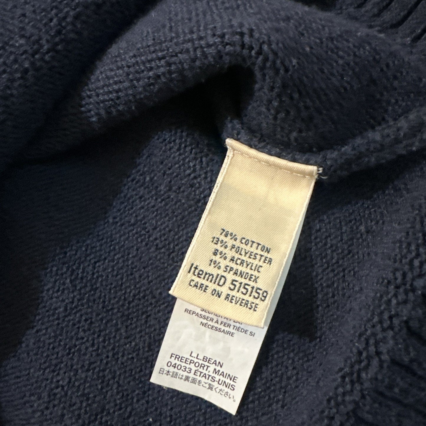 Vtg LL Bean Turtle Neck Knit Sweater Womens M 19" PTP Navy Blue 1A20