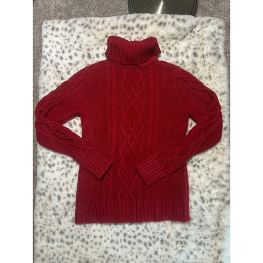 Eddie Bauer Red Turtle Neck Sweater Cotton Blend Size S Women | 2C12