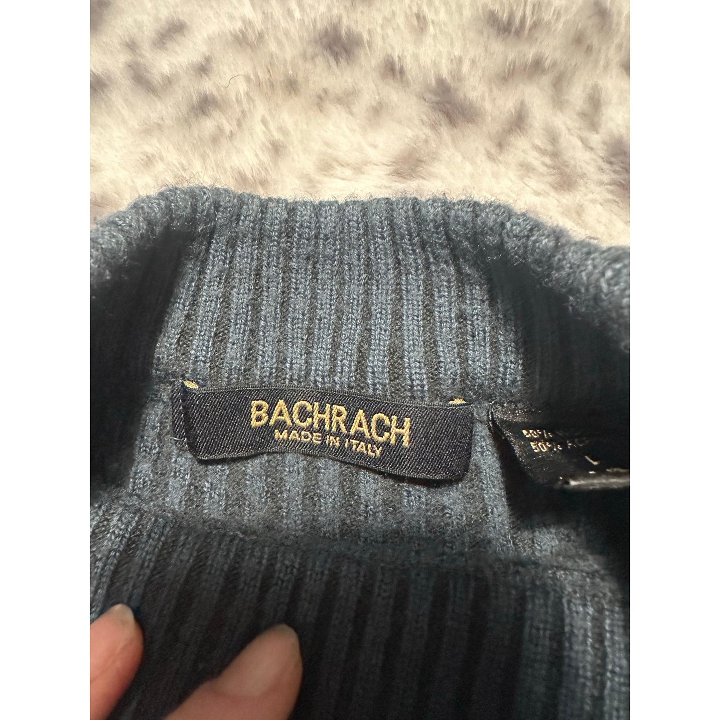 Bachrach Italian Wool Blend Pullover Sweater Dusty Blue Gray Size L | 2C10