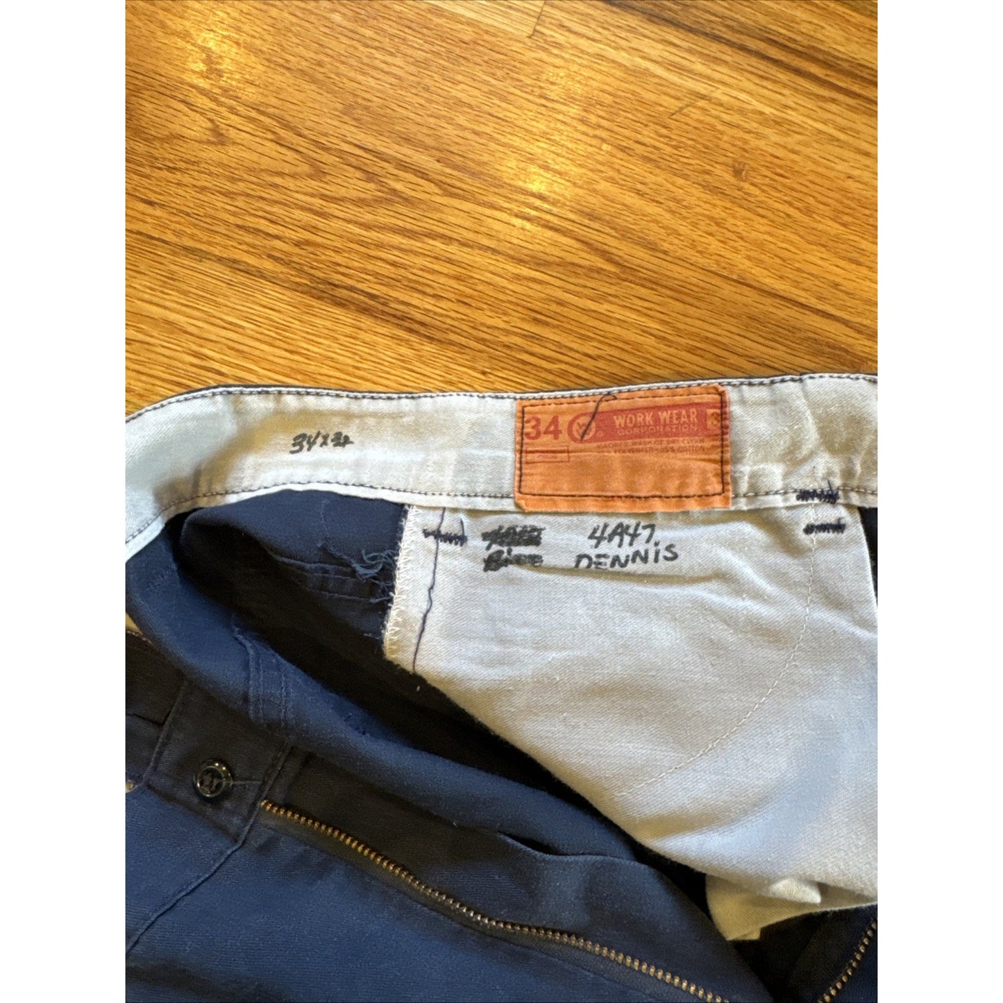 Workwear Work Pants Size 34x32 Mens Navy Blue Paint Marks E3