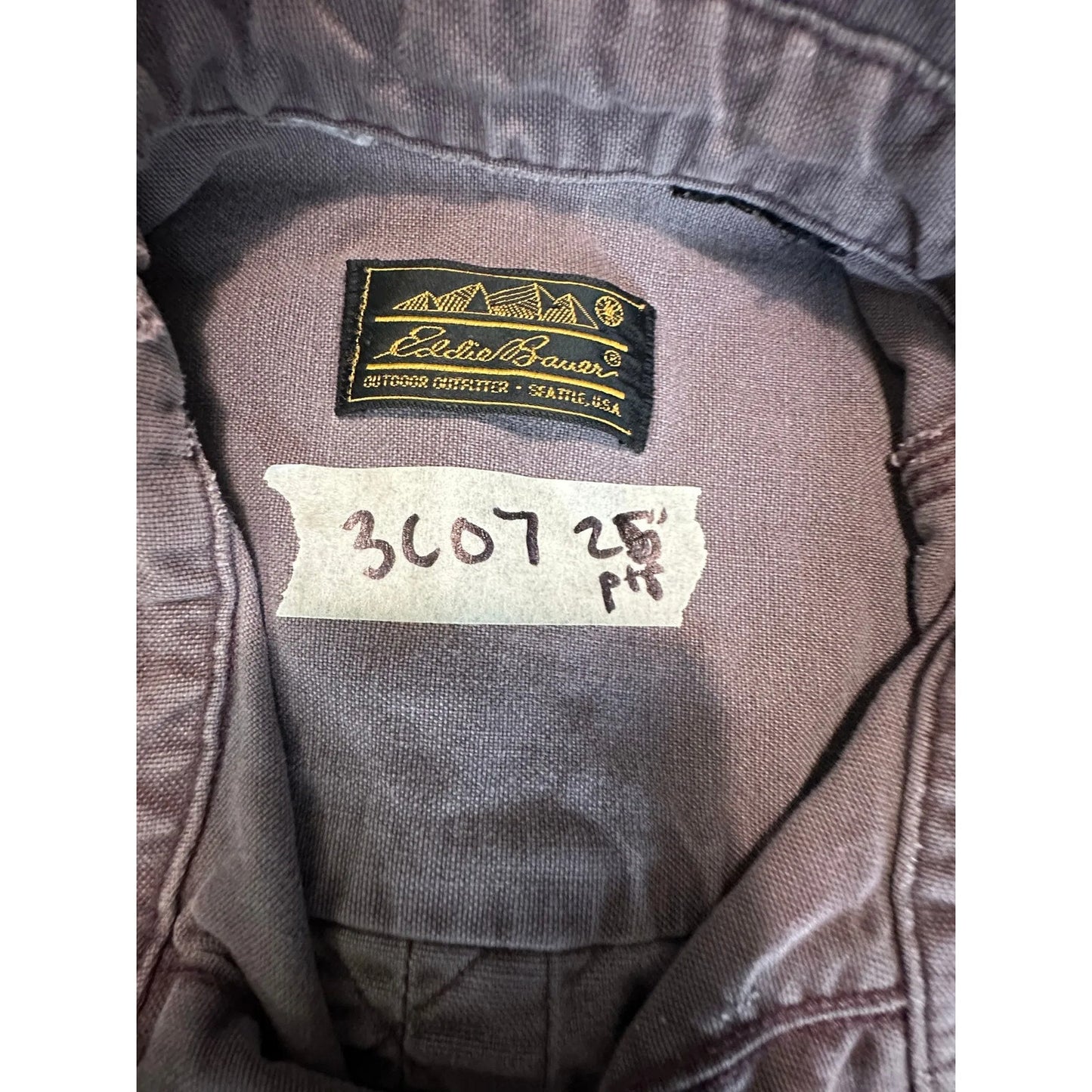 Eddie Bauer Mens Vintage Distressed Work Shirt Long Sleeve Button Up Dusty Purpl