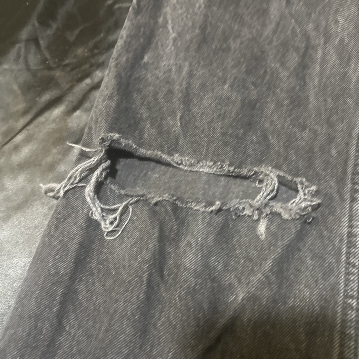 Zara High Rise Black Denim Jeans Cotton Sz 8 Turkey Straight Distressed 29x30