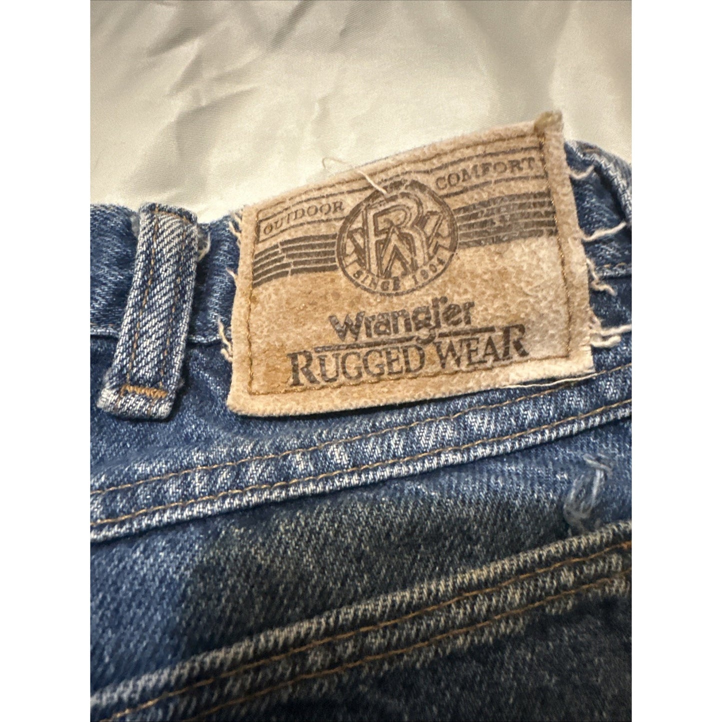 VTG WRANGLER RUGGEDWEAR MENS 34X30 DENIM CANVAS JEANS USA MADE WORKWEAR 2A06