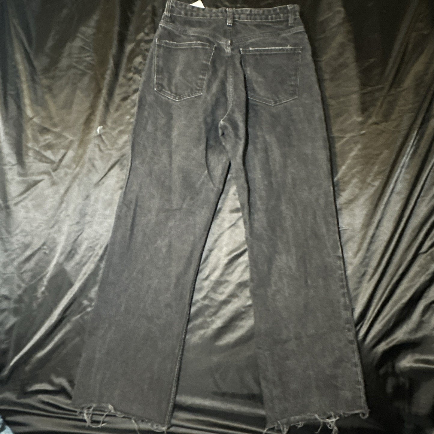 Zara High Rise Black Denim Jeans Cotton Sz 8 Turkey Straight Distressed 29x30