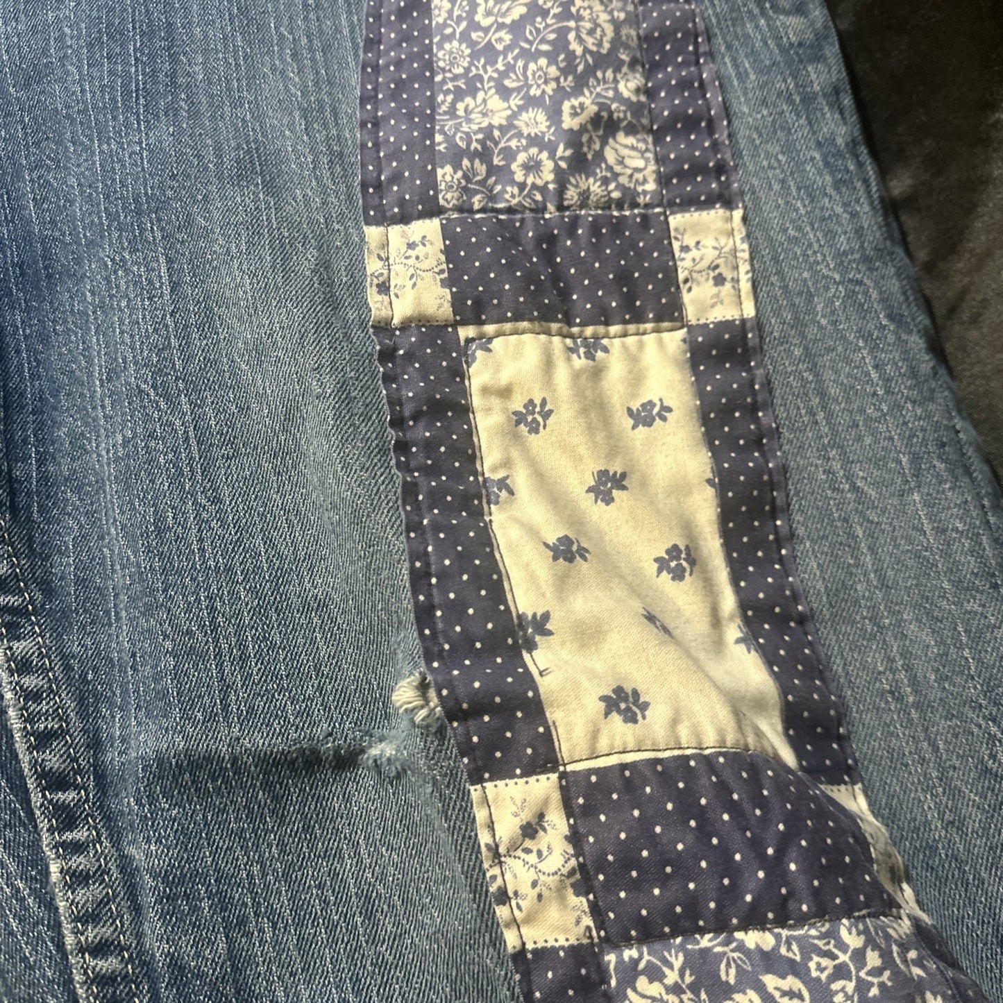 Riders by Lee Size 18 Women’s Blue Jeans Denim Patchwork Unique 34x26 Mexico