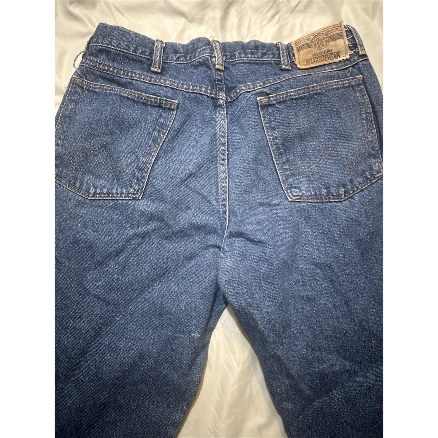 VTG WRANGLER RUGGEDWEAR MENS 34X30 DENIM CANVAS JEANS USA MADE WORKWEAR 2A06