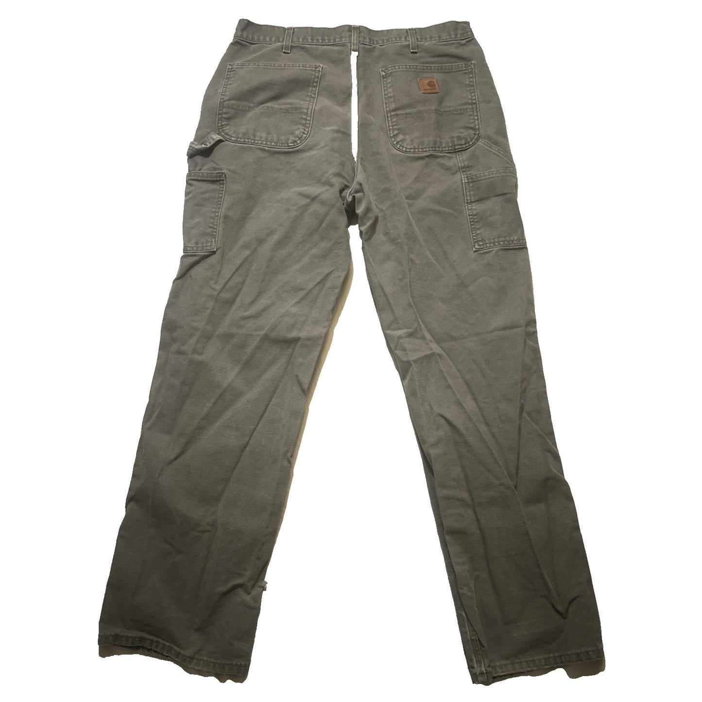 Vtg Carhartt Carpenter Pants 36x34 Gray Canvas Mexico 100% Cotton Dungarees 2A10