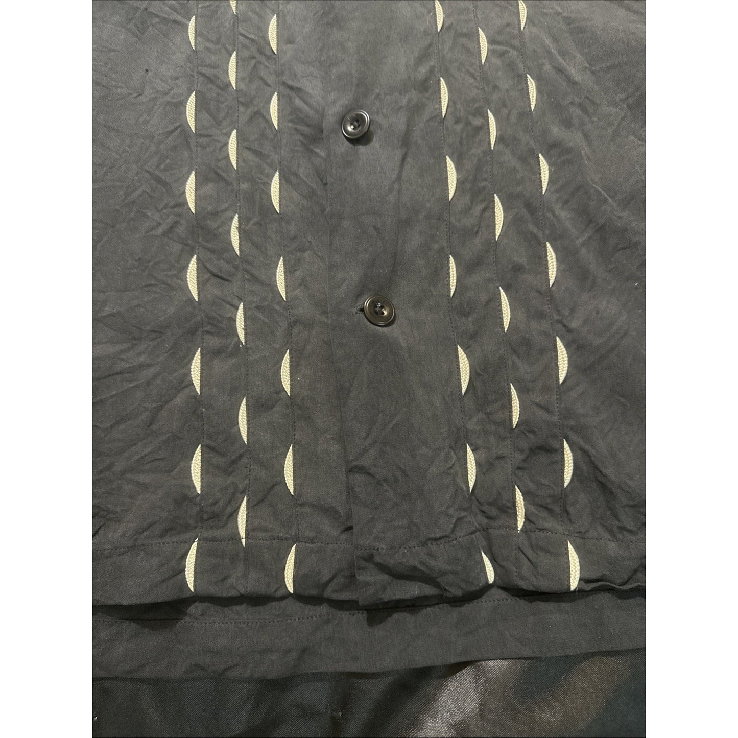 Nat Nast Luxury 100% Silk Button Down Shirt Mens L Onyx Black Bowling 1C19