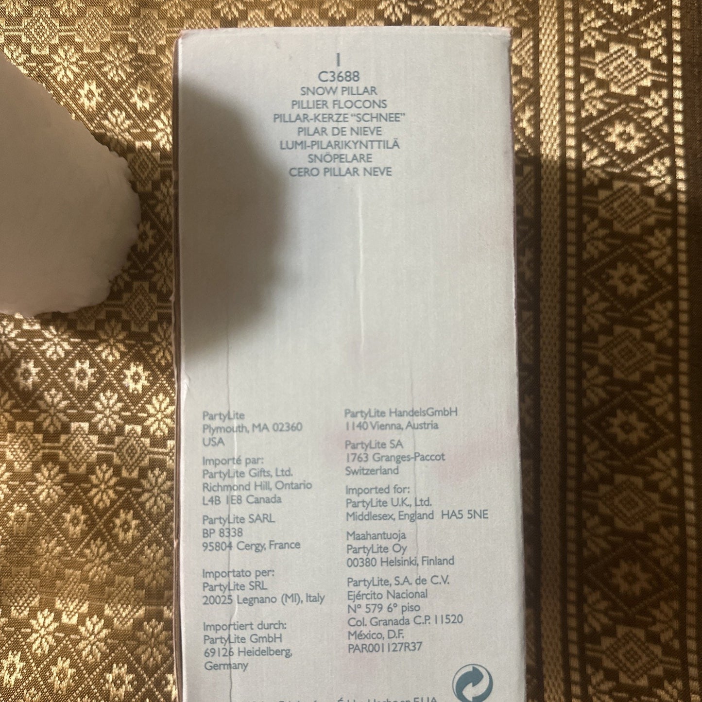 PartyLite Snow Pillar Discontinued C3688 Lightly Used With Box