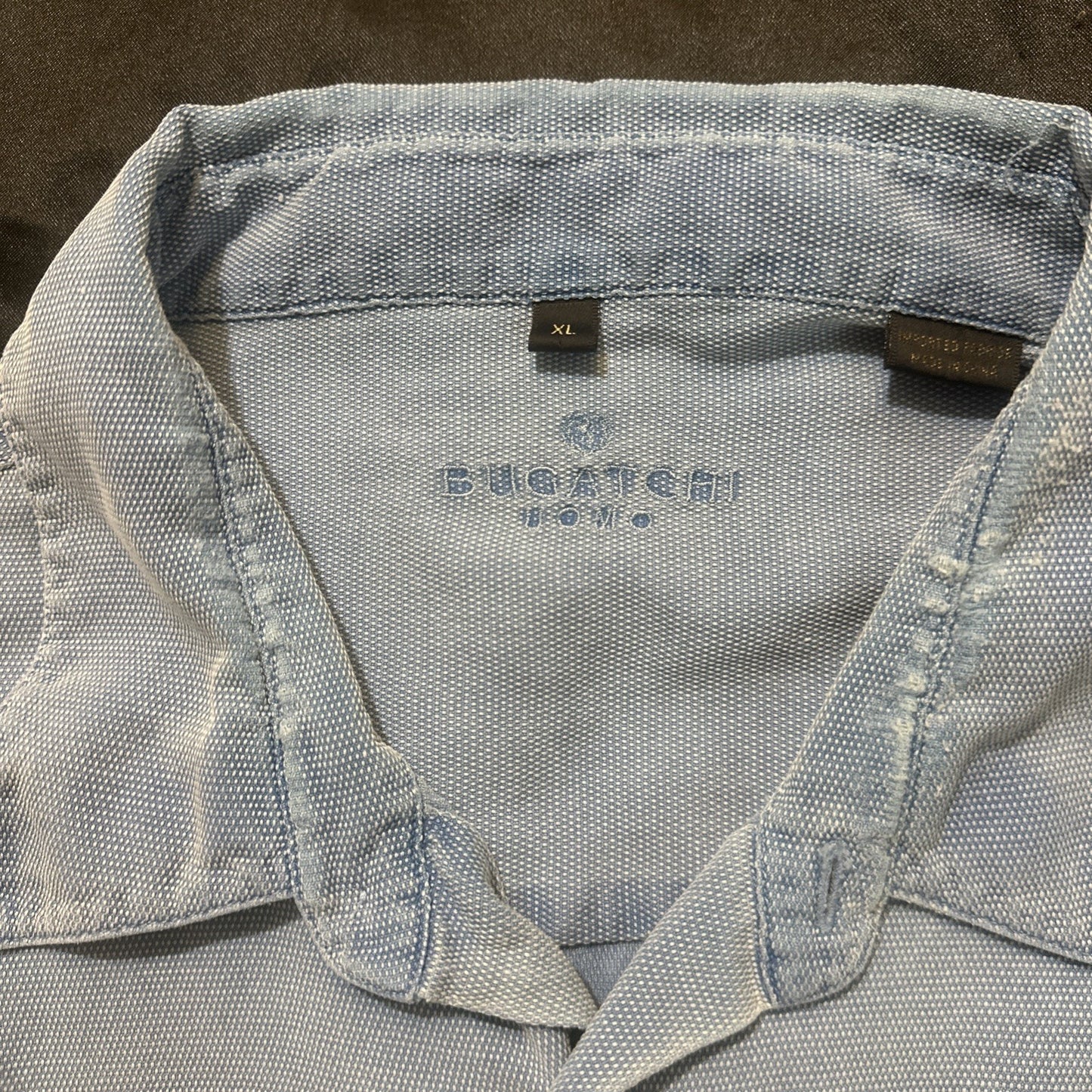 Bugatchi Silk&Cotton Button Down Casual Long Sleeve Shirt Blue XL 26" PTP 1A04