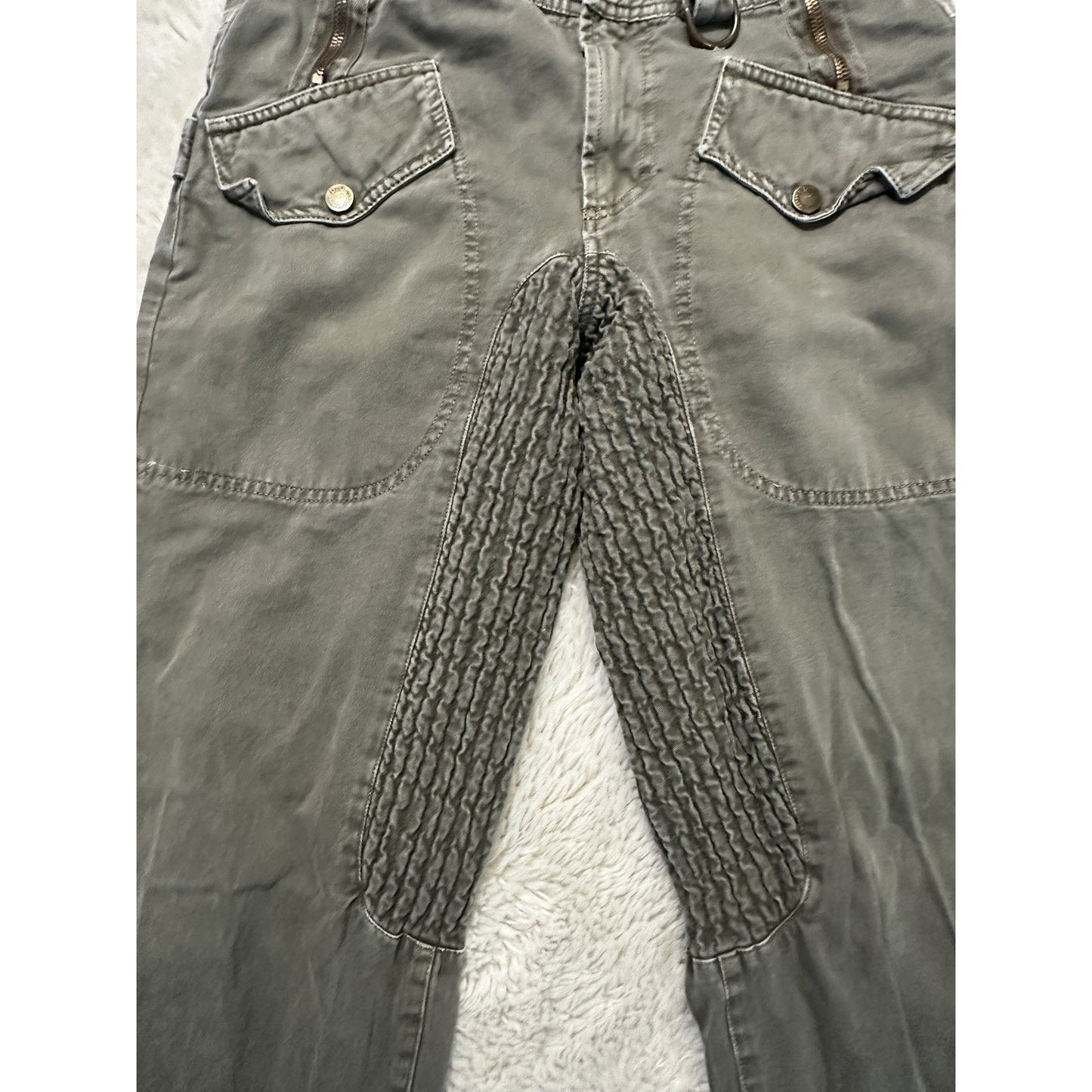 Y2K Dolce & Gabbana Olive Green Pants 30x33 Zippers Moto Cargo Utility Military