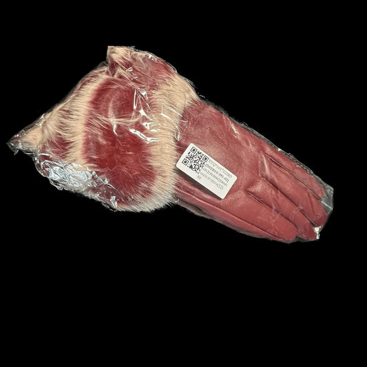 Womens Gloves Red Leather Fur Cuff Trim Winter Warm Driving Fashion New
