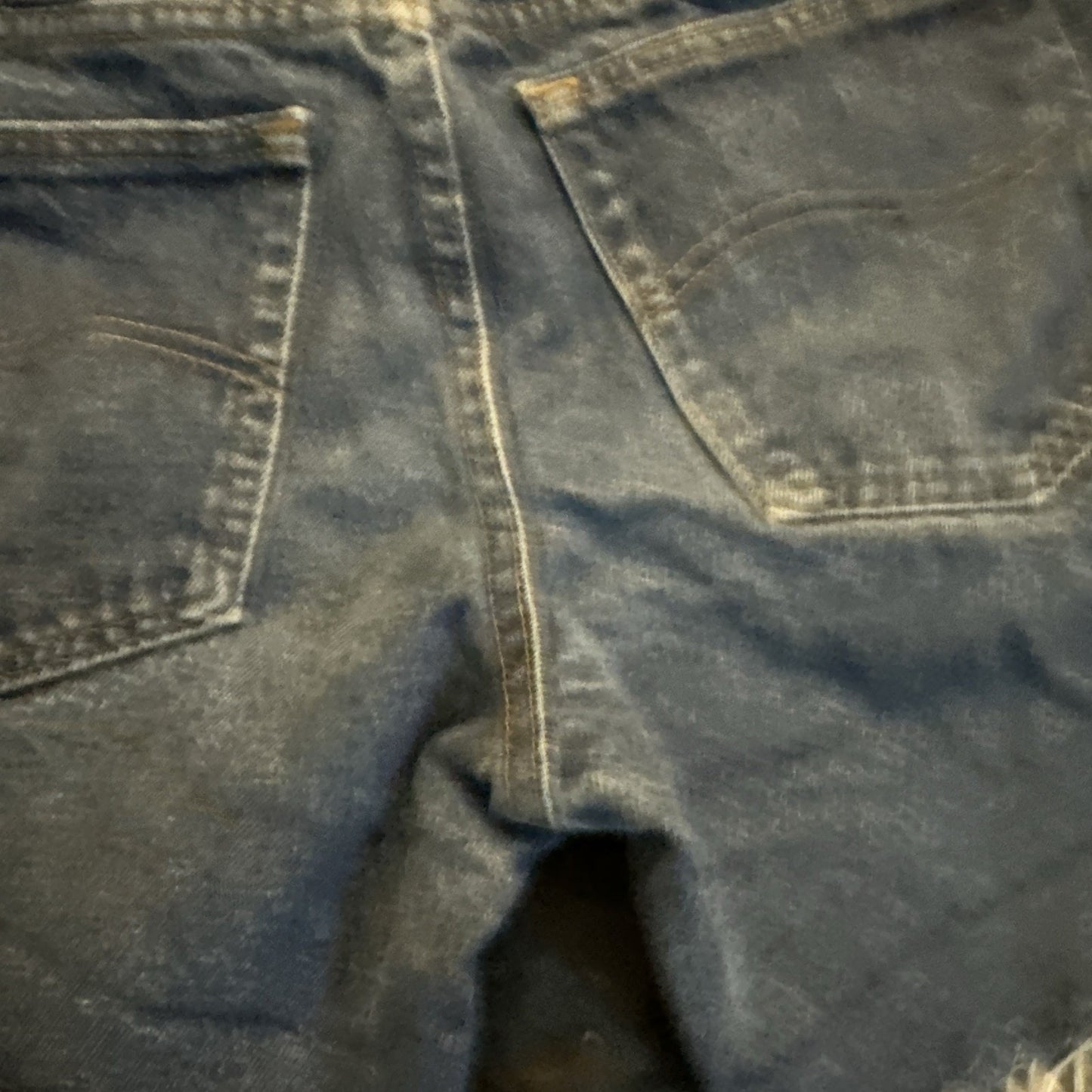Vtg Lee Womens Denim Blue Jean Cutoff Shorts 32"W Painted Flowers Mushroom 1B21