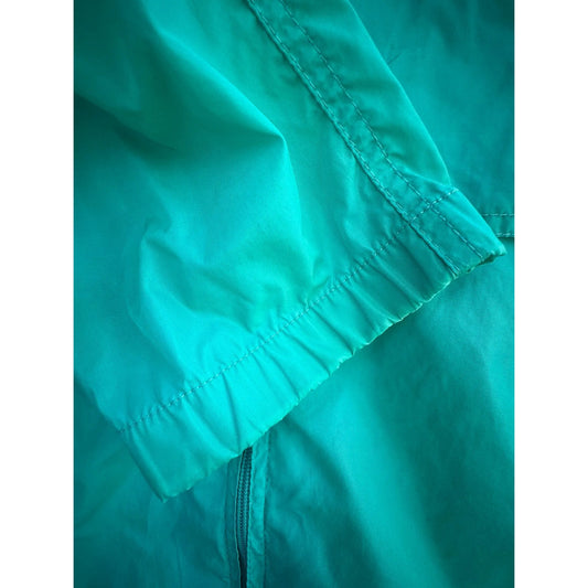 Eddie Bauer Vtg Nylon Windbreaker Jacket Women's L Teal Full Zip Hooded Coat