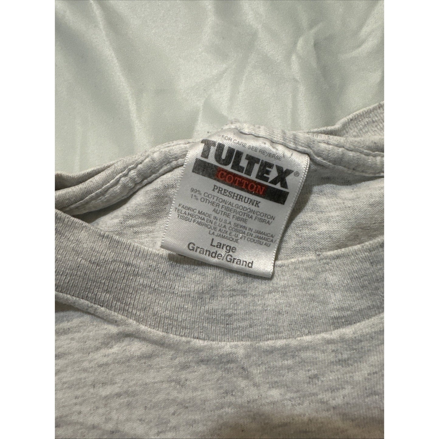 Vtg Tultex T Shirt Wyoming Destination Tee Gray Size L Buffalo Skull 1D29