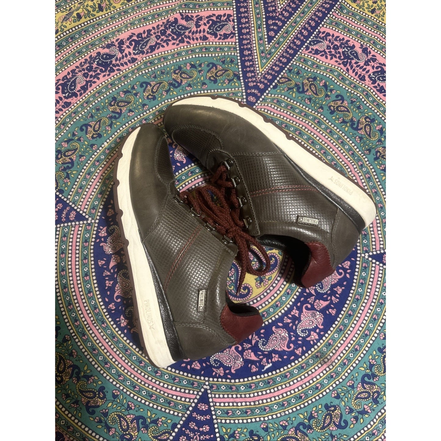 Pikolinos Women’s Leather Gray/Burgendy Sneakers US 10.5 UK 8 Euro 41