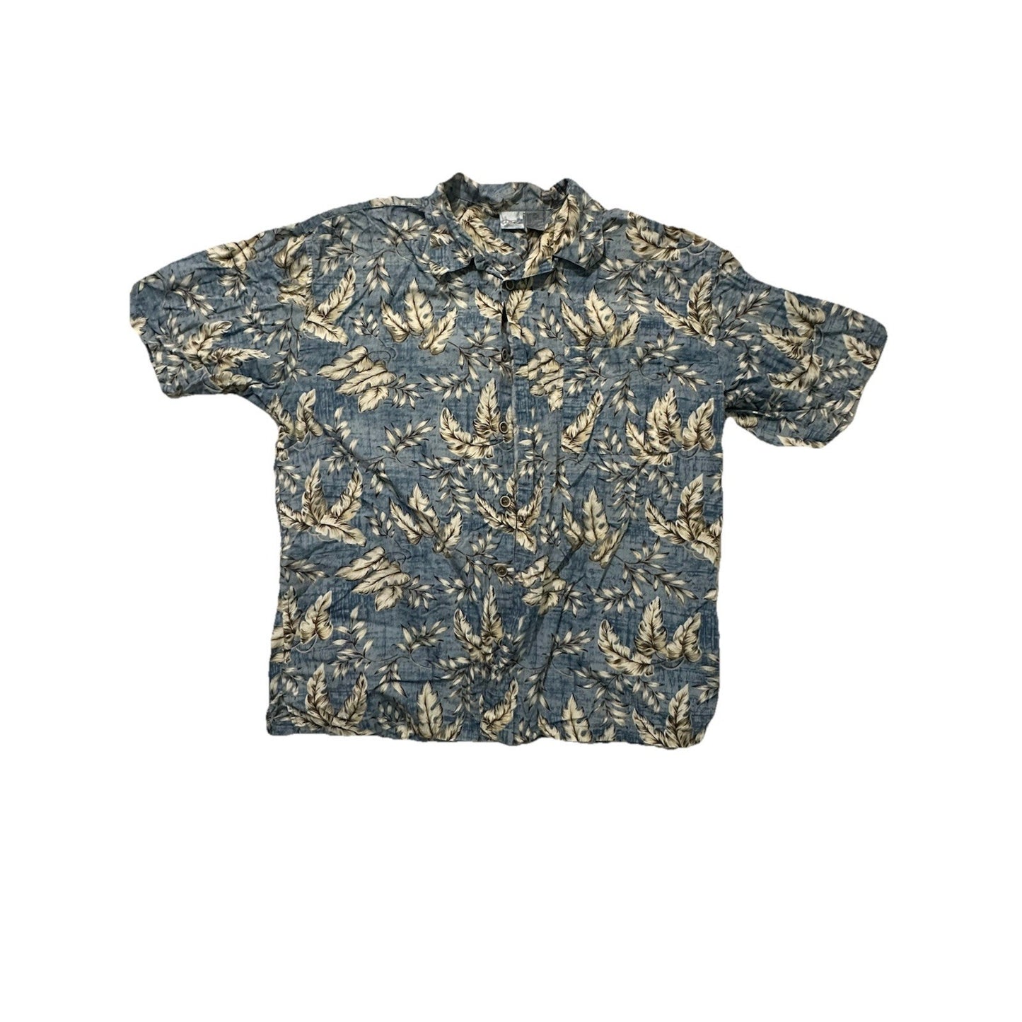 VTG Ocean Pacific OP Hawaiian Shirt Mens XXL 2XL Cotton Blue Floral Aloha Surf