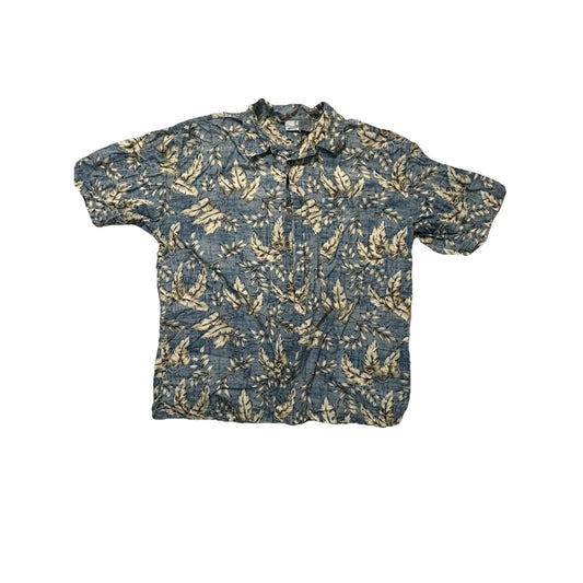 VTG Ocean Pacific OP Hawaiian Shirt Mens XXL 2XL Cotton Blue Floral Aloha Surf