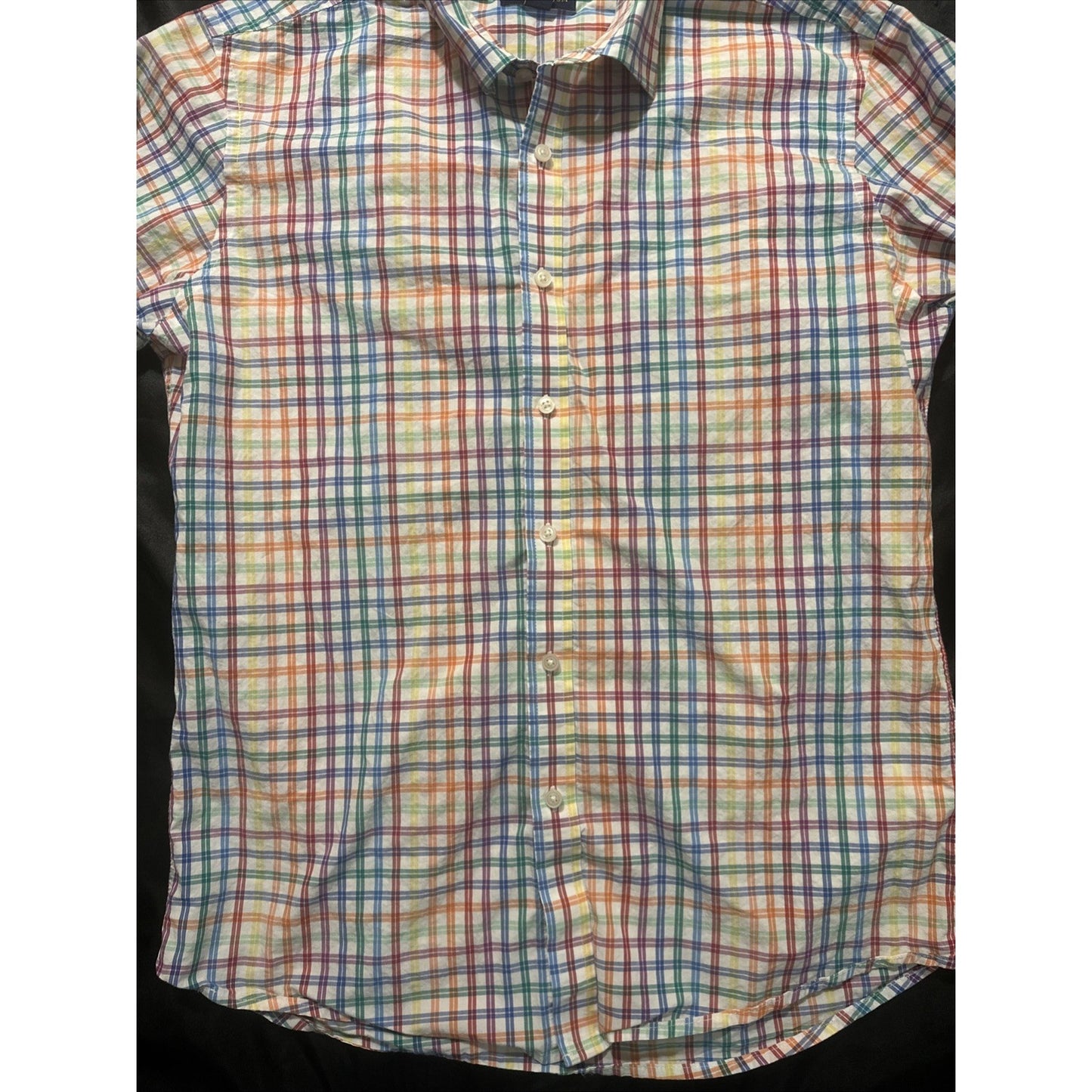 Club Room Size L Rainbow Checkers Long Sleeve Casual Button Down Shirt Mens 1D13