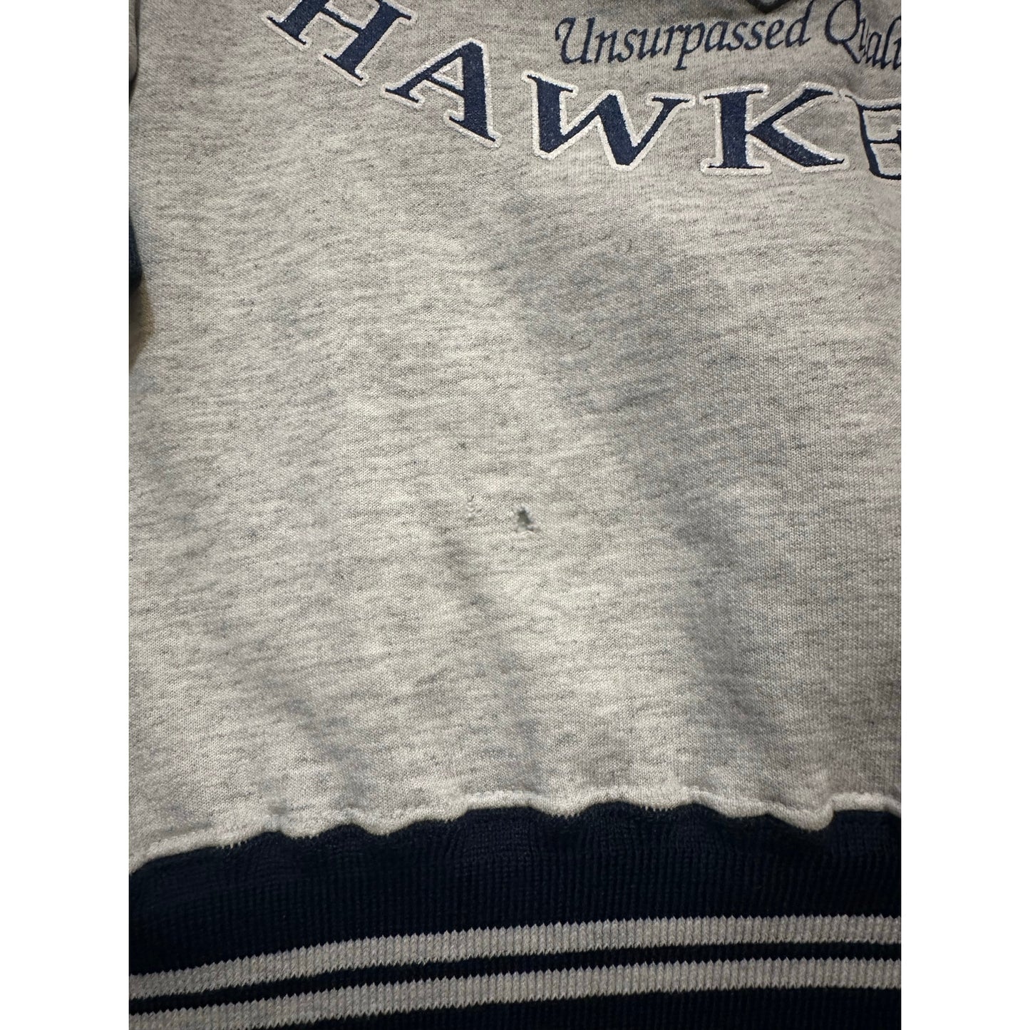 Vtg Dodger Iowa Hawkeyes Pullover Sweatshirt Size L Gray Navy Blue Ringer USA