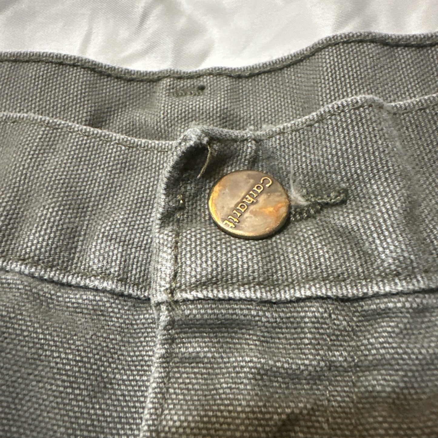 Vtg Carhartt Carpenter Pants 36x34 Gray Canvas Mexico 100% Cotton Dungarees 2A10