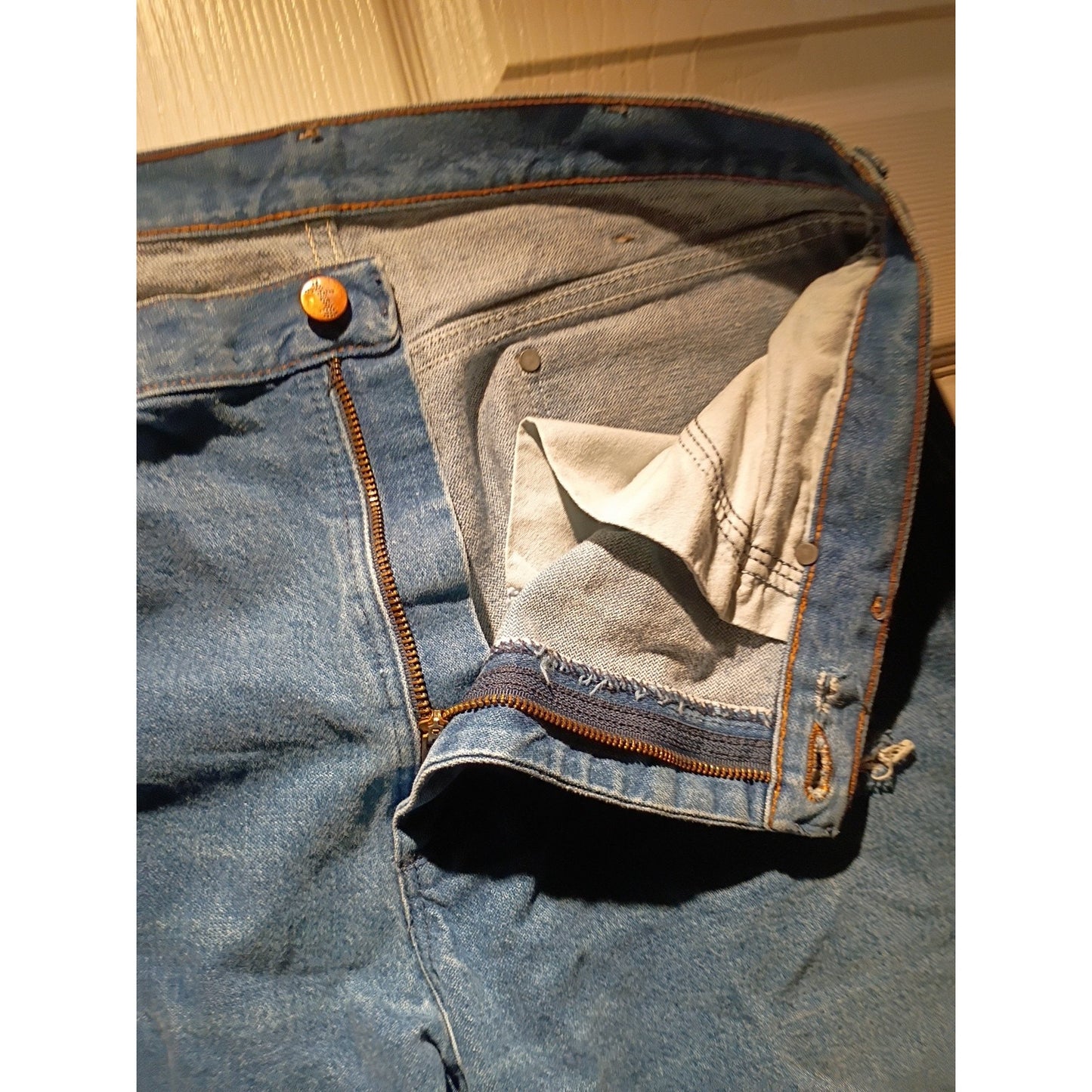 Wrangler Men Denim Straight Blue Vtg Limited Edition Distressed 34x38 C8