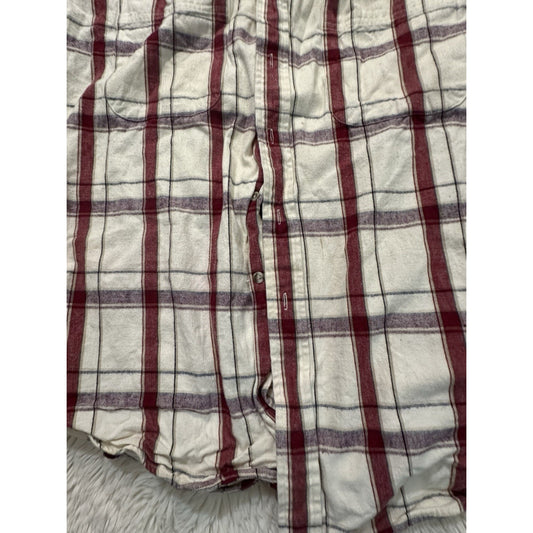 Vtg St. John’s Bay White Red Soft Flannel Size XL Brushed Twill 100% Cotton USA