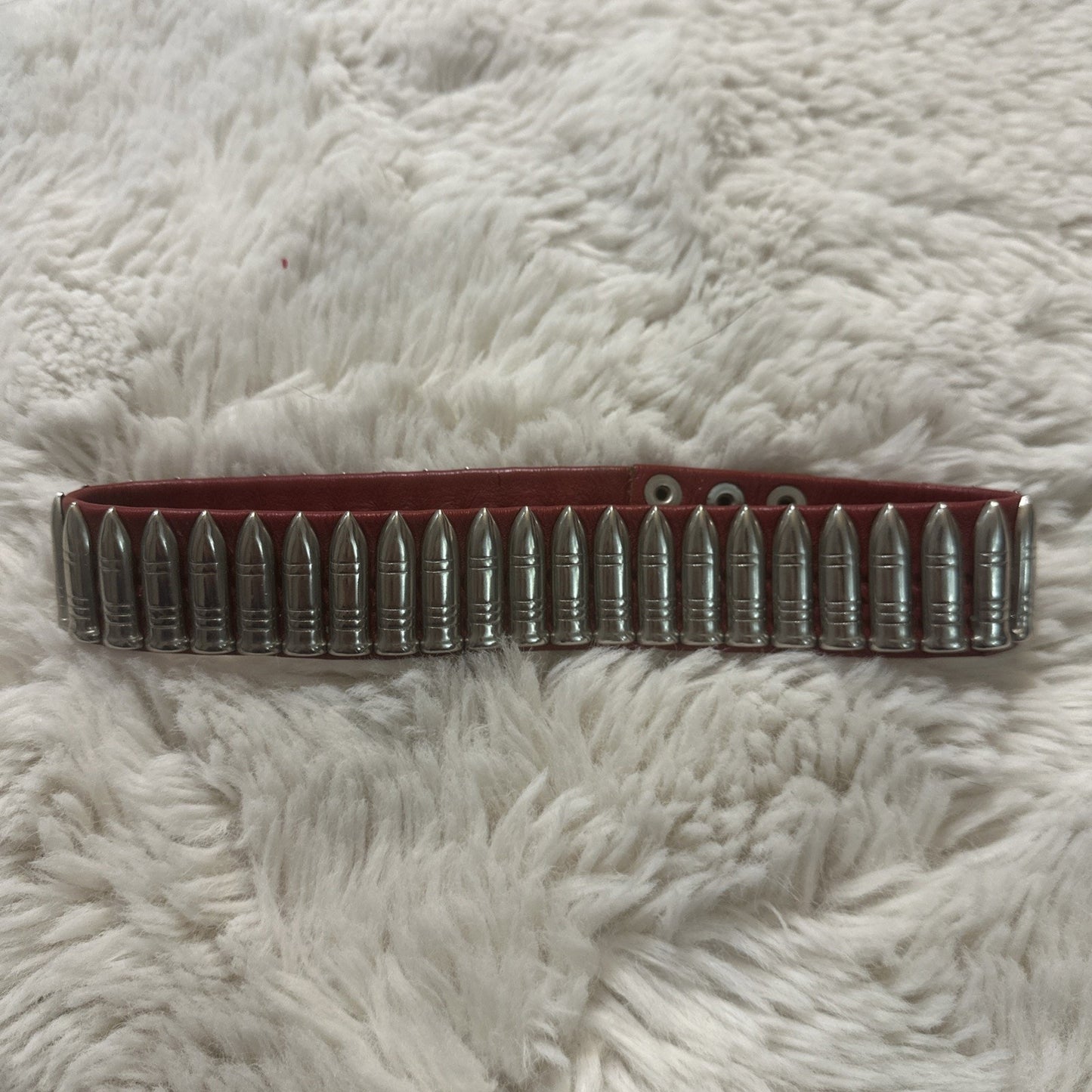 Red Leather Collar Necklace 15.75-18 Adjustable Snap Closure Punk Rock 1” Width