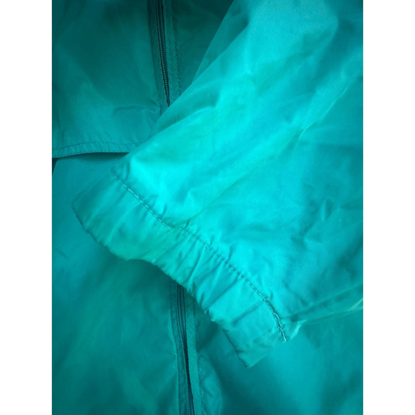 Eddie Bauer Vtg Nylon Windbreaker Jacket Women's L Teal Full Zip Hooded Coat