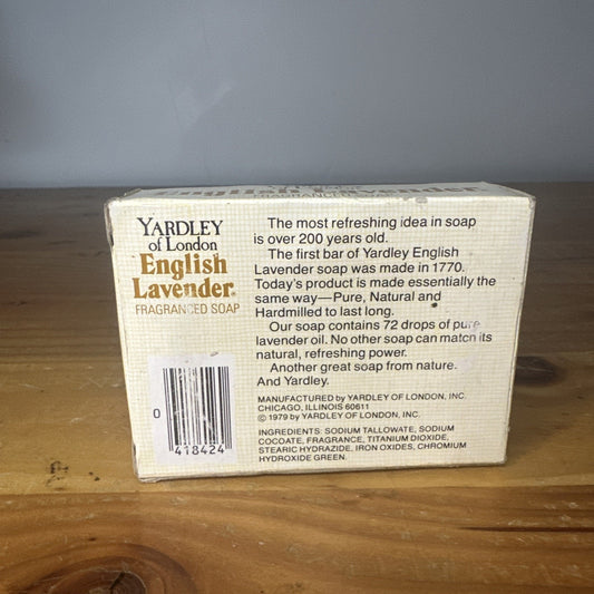 Yardley London English Lavender Vtg Soap Bar Fragranced 4.25oz 1979 A6