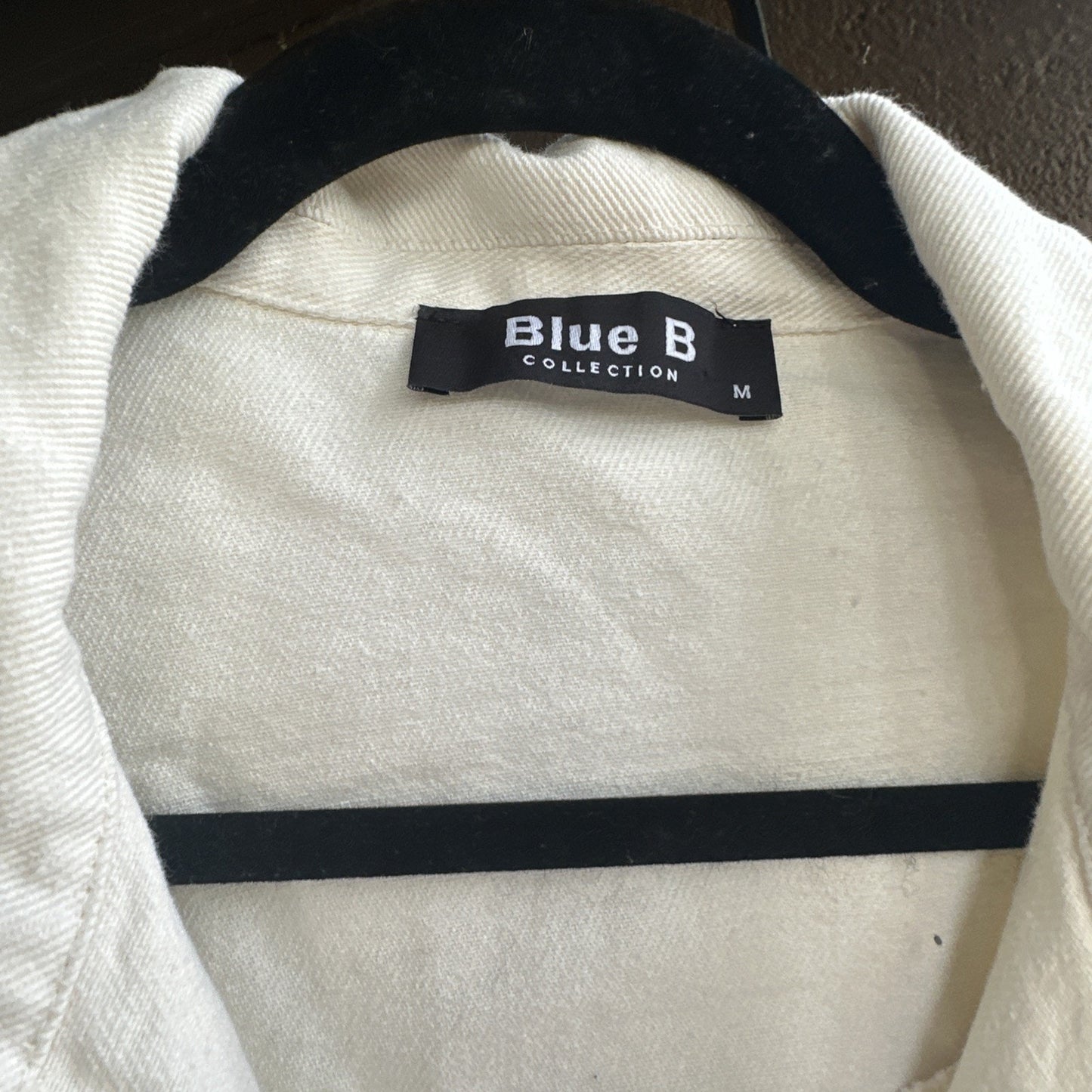 Blue B White Denim Fringe Button Jacket Rhinestone Tassel Cowgirl Cropped Size M