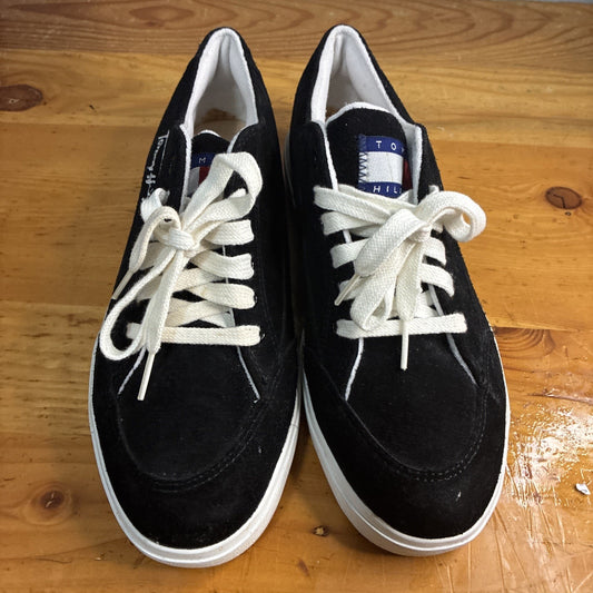 90s Akai Tommy Hilfiger 8.5 Black Retro Shoes Y2K Leather Suede Unisex A12