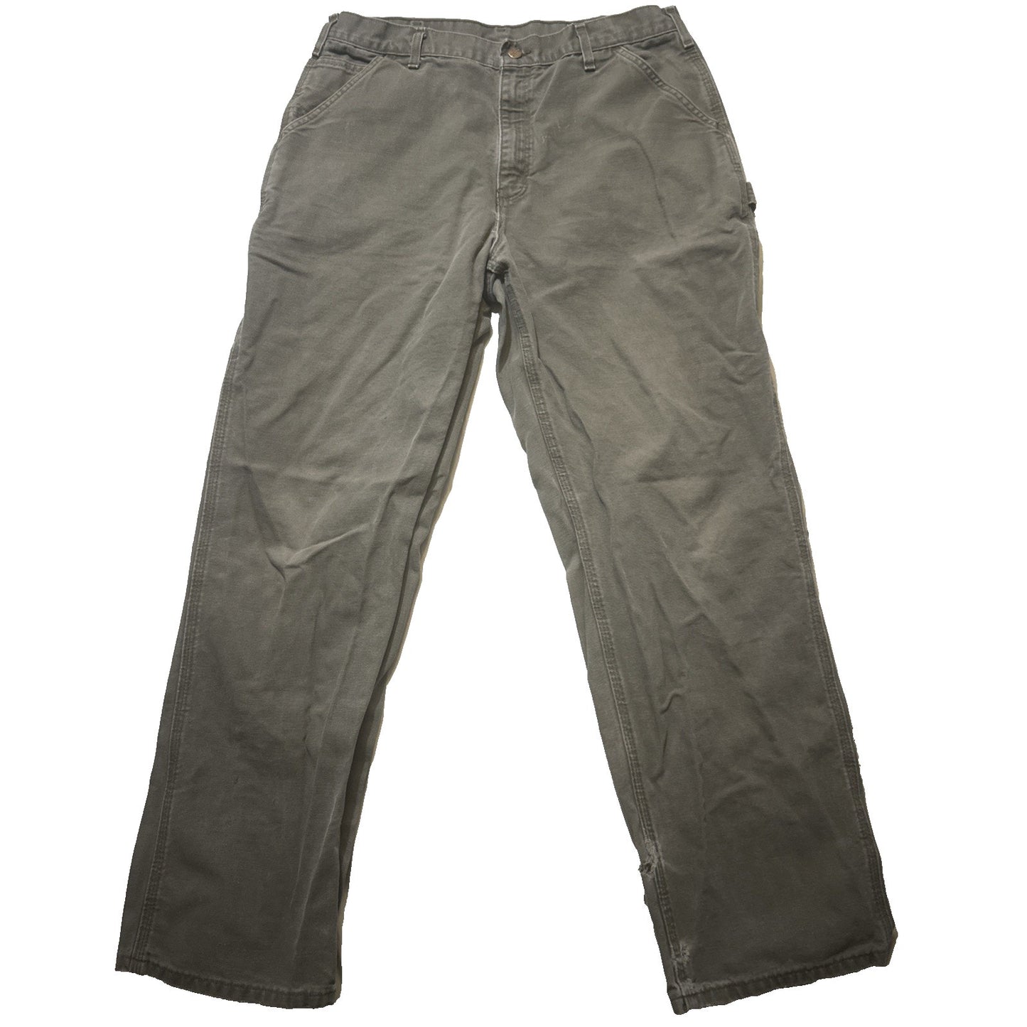 Vtg Carhartt Carpenter Pants 36x34 Gray Canvas Mexico 100% Cotton Dungarees 2A10