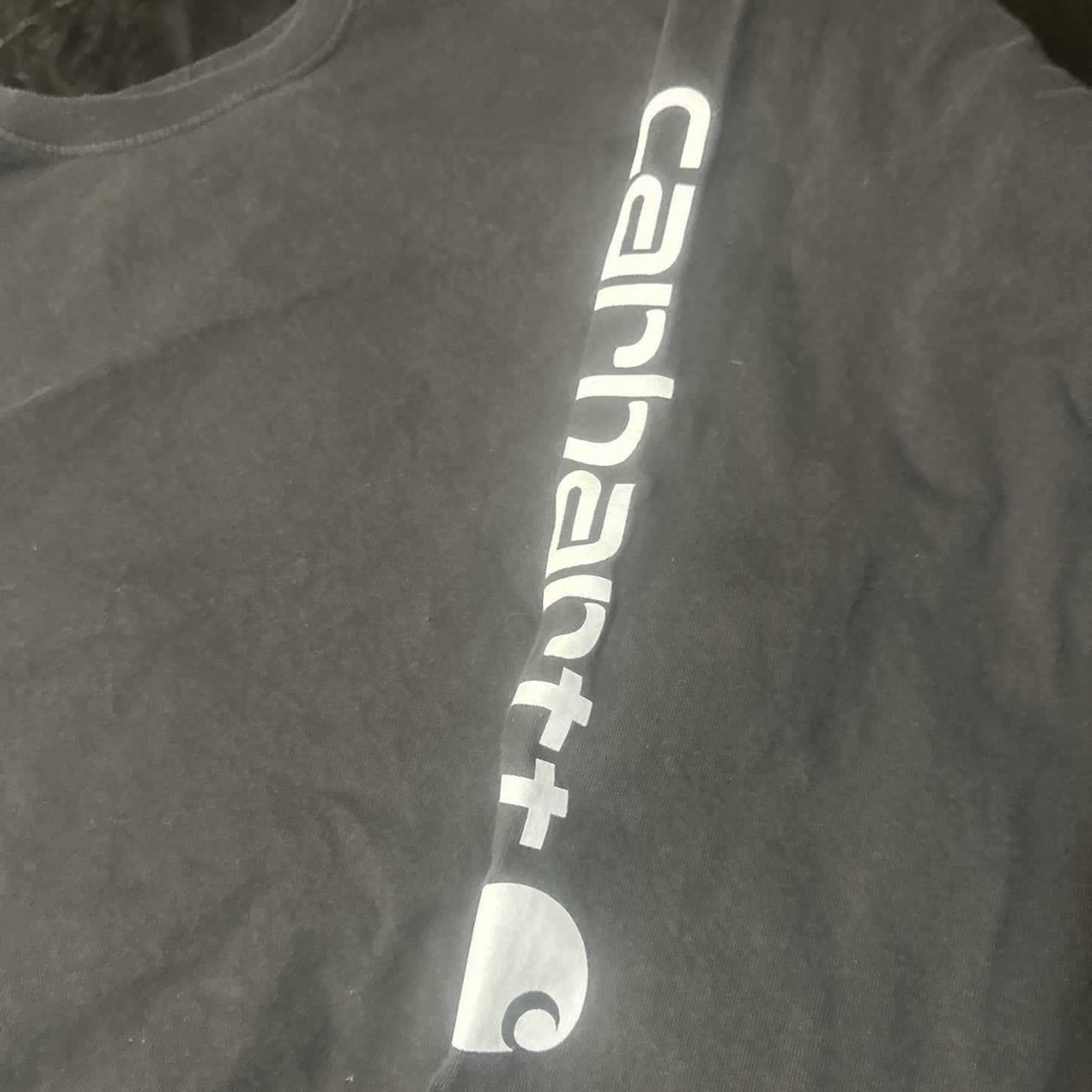 Carhartt 2XL Original Fit Men long sleeve Logo tee shirt Black Crew Neck