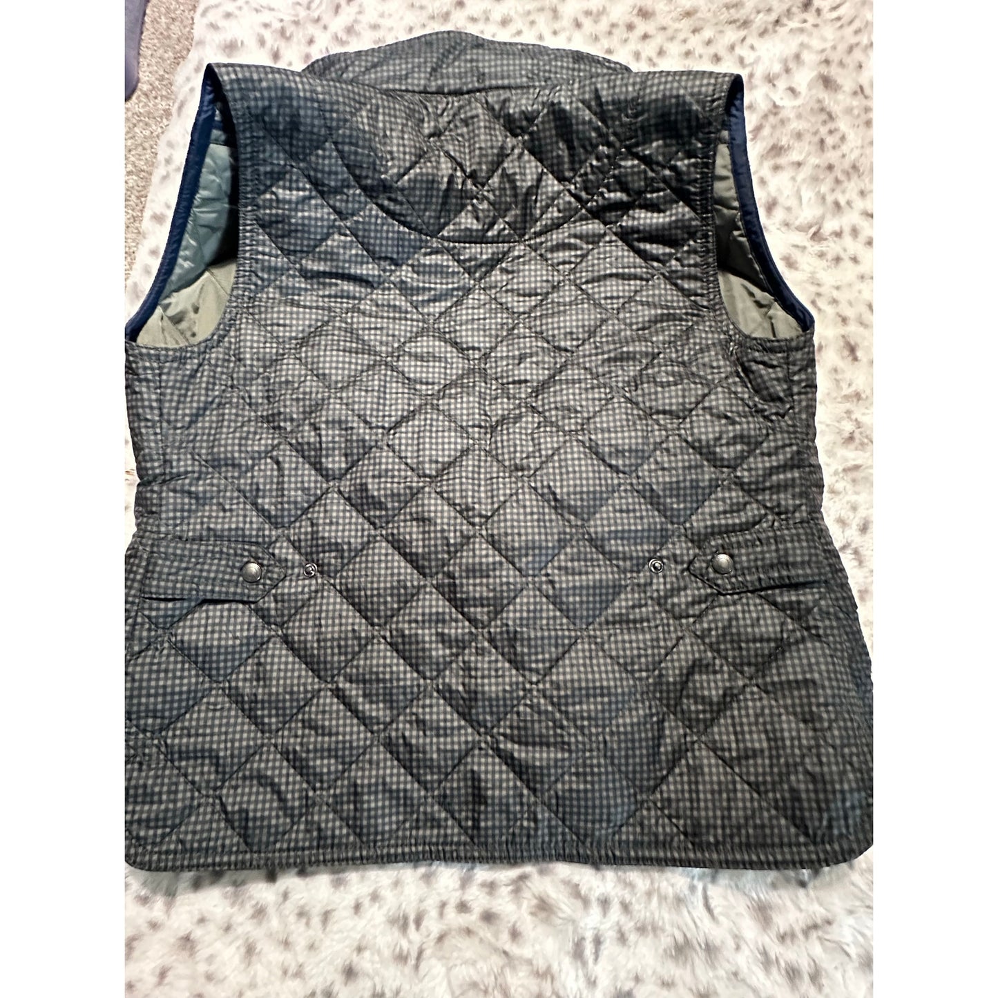 Coach Diamond Quilted Puffer Vest Navy Blue/Gray Size XS Leather Trim | 2C11