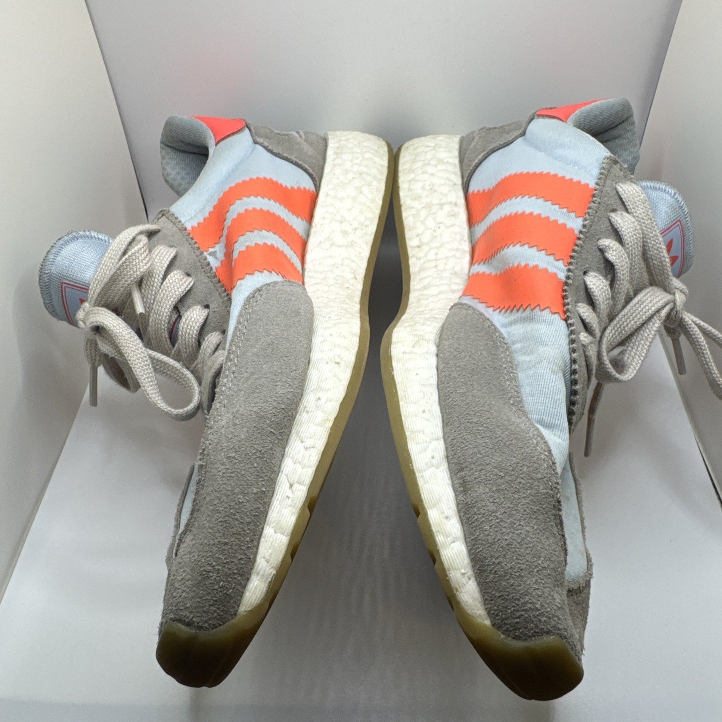 Adidas Iniki Runner Shoes Mens 9.5 Gray, Baby Blue And Coral. C2