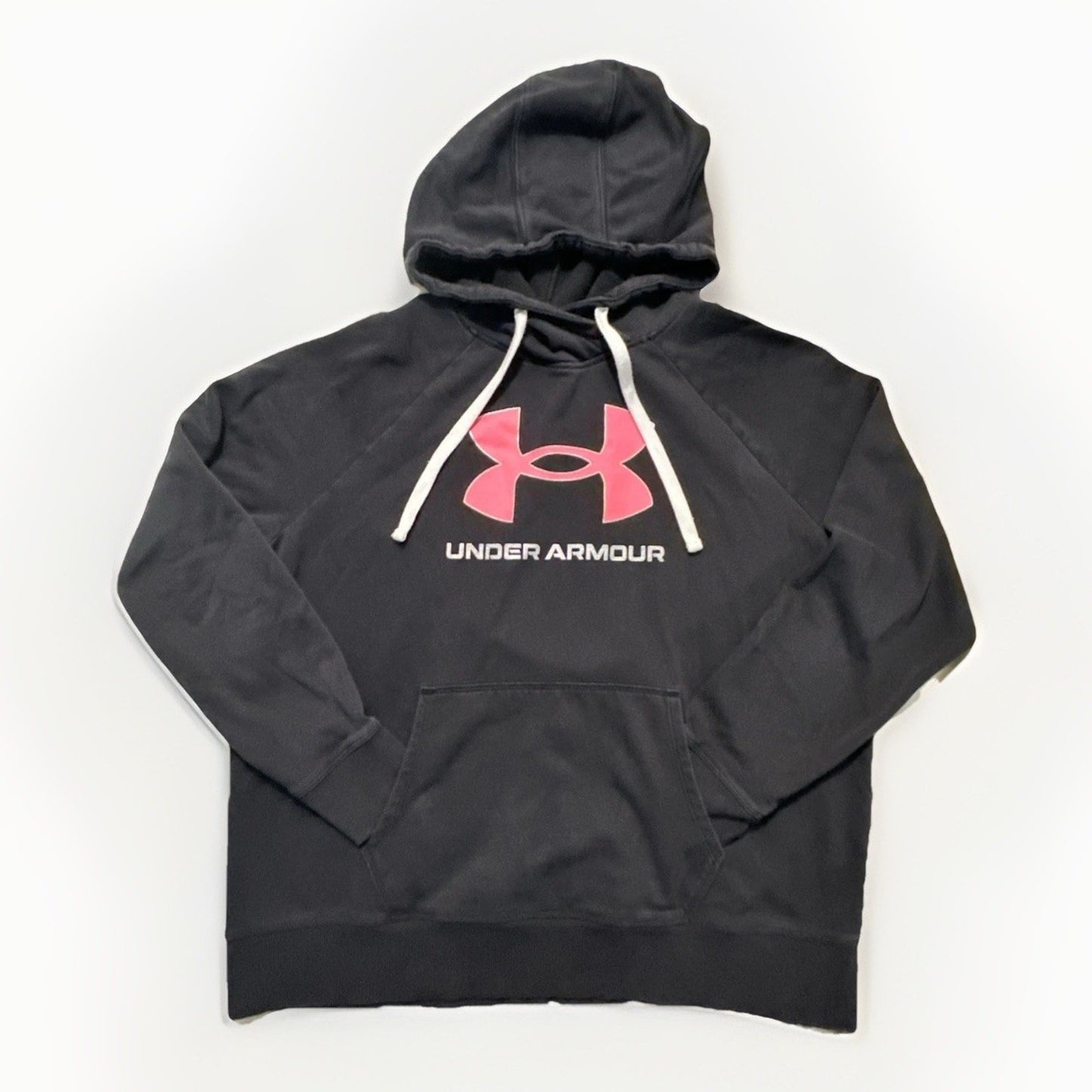 Underarmour Black Hoodie Size XL Pullover Sweatshirt Pink Logo Excellent 1D22