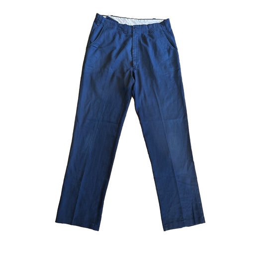 Vtg Workwear Navy Work Pants Size 36x34 Navy Blue Mens Repaired E3