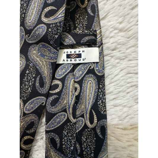 Joseph Abboud 100% Silk Tie Paisley Blue Black