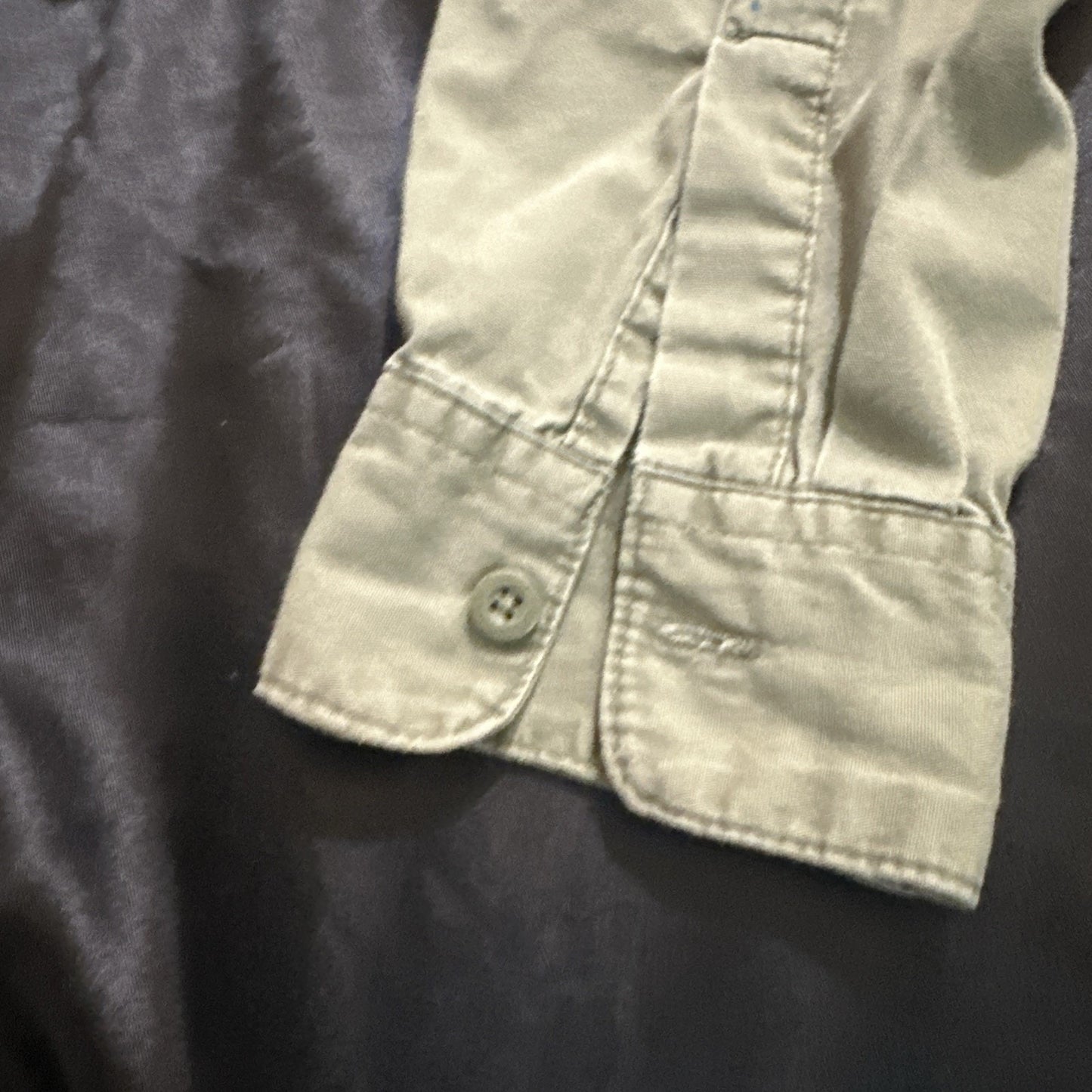 Wrangler Casual Button Down Long Sleeve Shirt 25" PTP Mens L Green Cotton 1A07