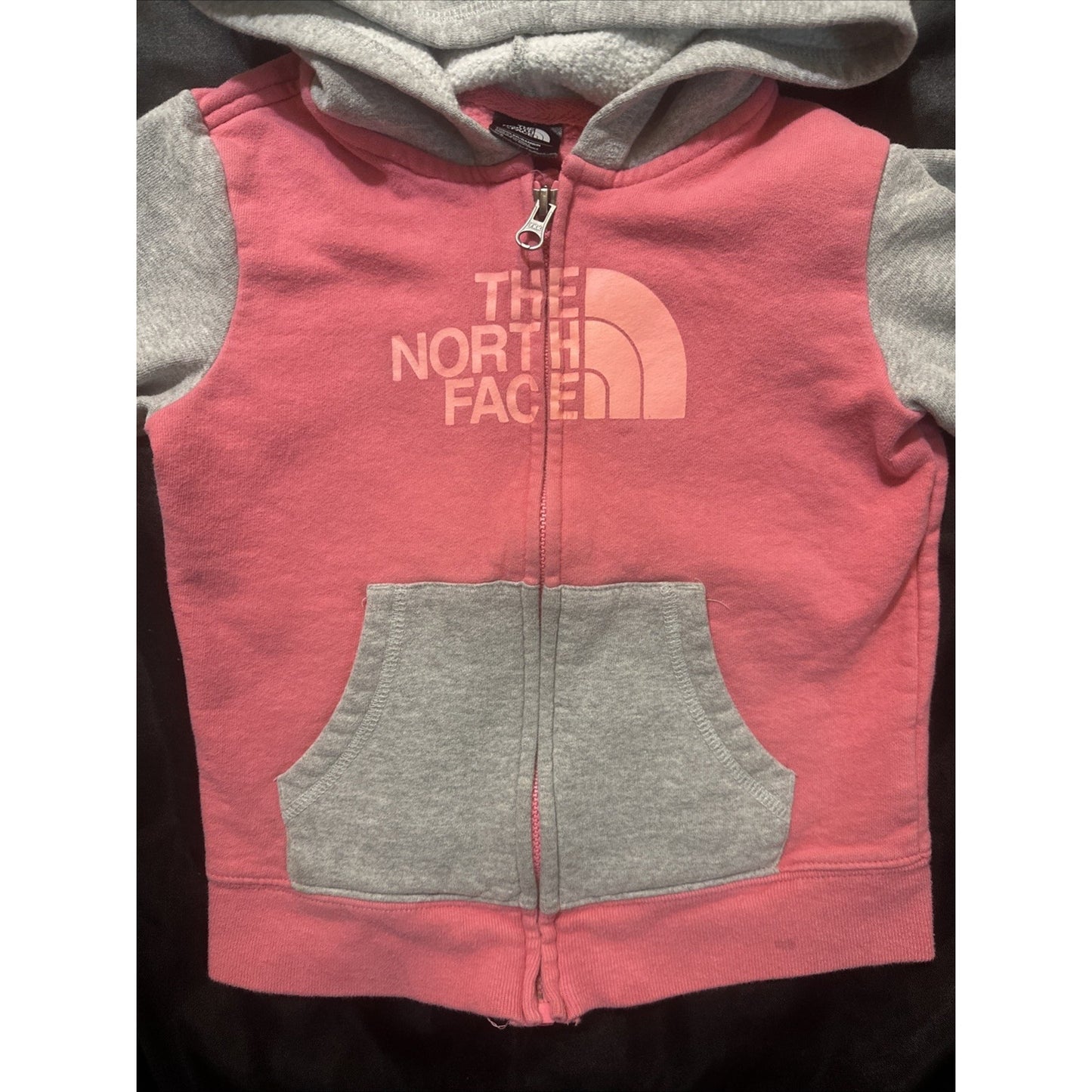 The North Face Toddler Size 5 Full Zip Jacket Pink/Gray Cotton Blend 1D12