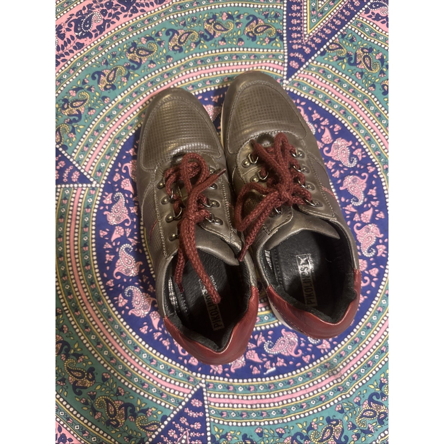 Pikolinos Women’s Leather Gray/Burgendy Sneakers US 10.5 UK 8 Euro 41